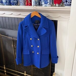 J. Crew Nello Gori Stadium Cloth  Royal Blue Peacoat with Gold Buttons